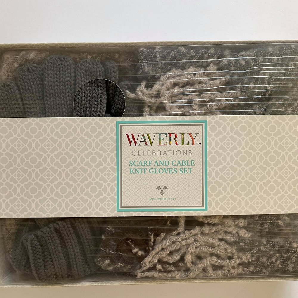 NIB- Waverly Scarf and Cable Knit Gloves Set